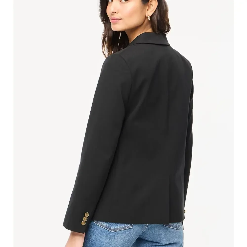 J CREW Black Cotton-blend Two-button Blazer Size 6 Jacket